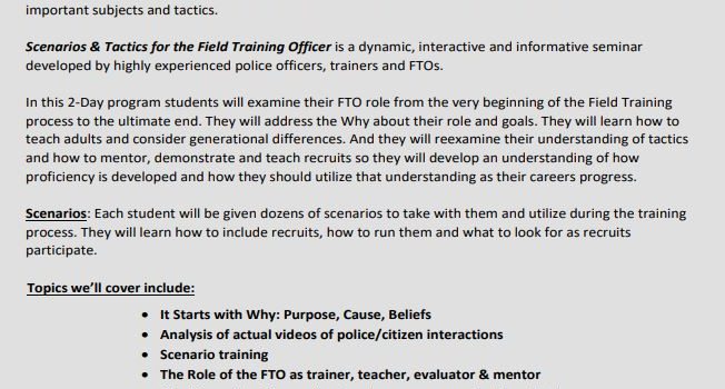 Scenarios & Tactics for the Field Training Officer